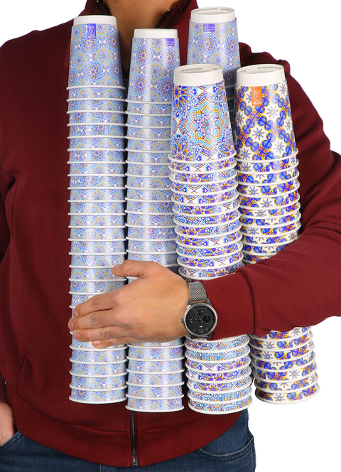 Andalus Bliss Bundle Includes: 3 packs of 8oz (75 cups)+ 2 packs of 12oz (50 cups)