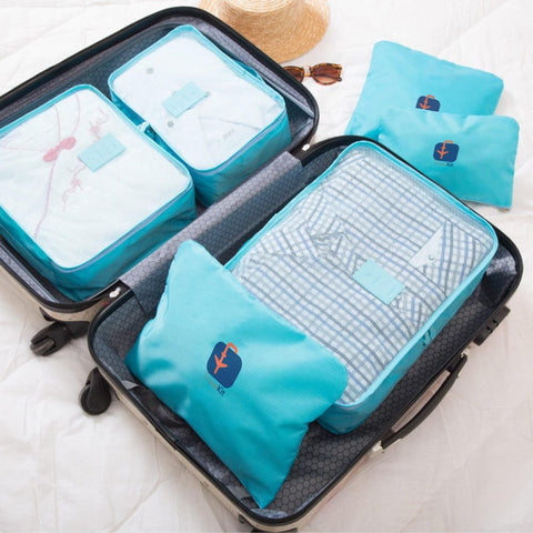 Elegant Gray 6-Piece Luggage Organizer Set