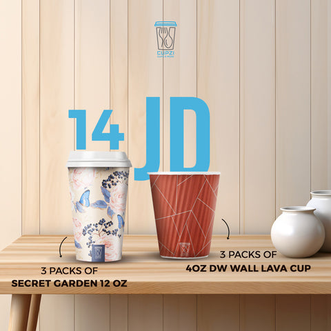 3 PACKS OF 4OZ DW WALL LAVA CUP + 3 PACKS OF SECRET GARDEN 12 OZ